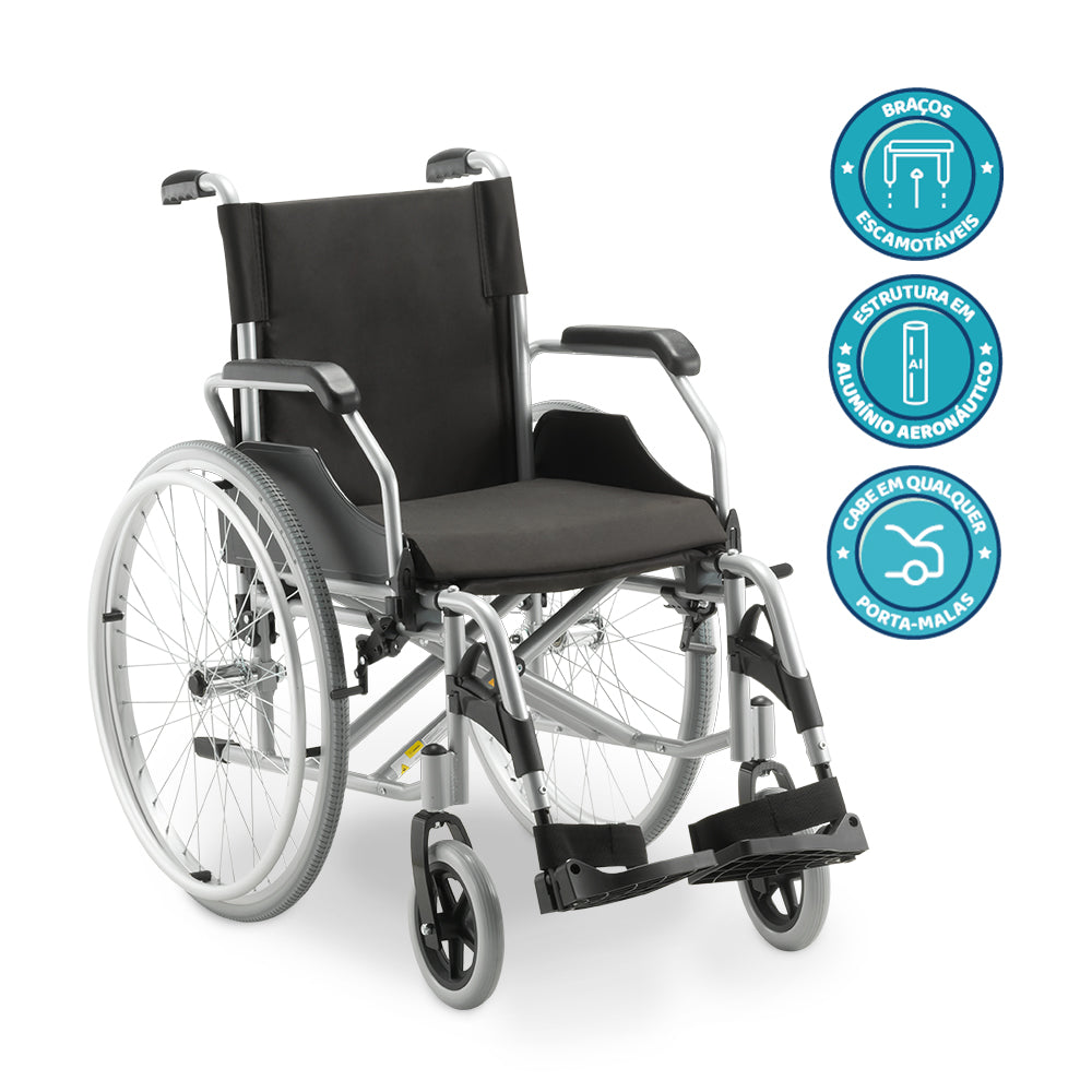 Cadeira de Rodas Dobrável Dellamed D600 Alumínio até 120kg