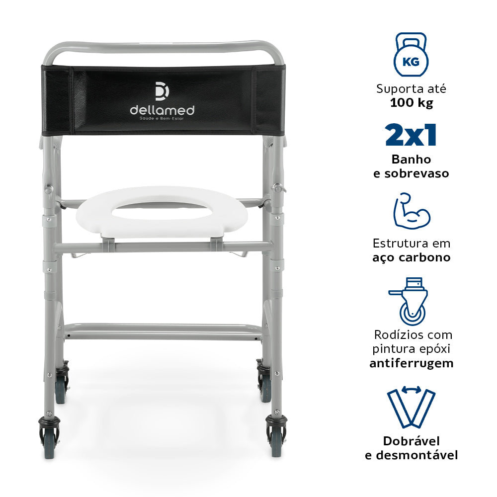 Cadeira de Banho Higiênica Dobrável Dellamed D30 até 100kg