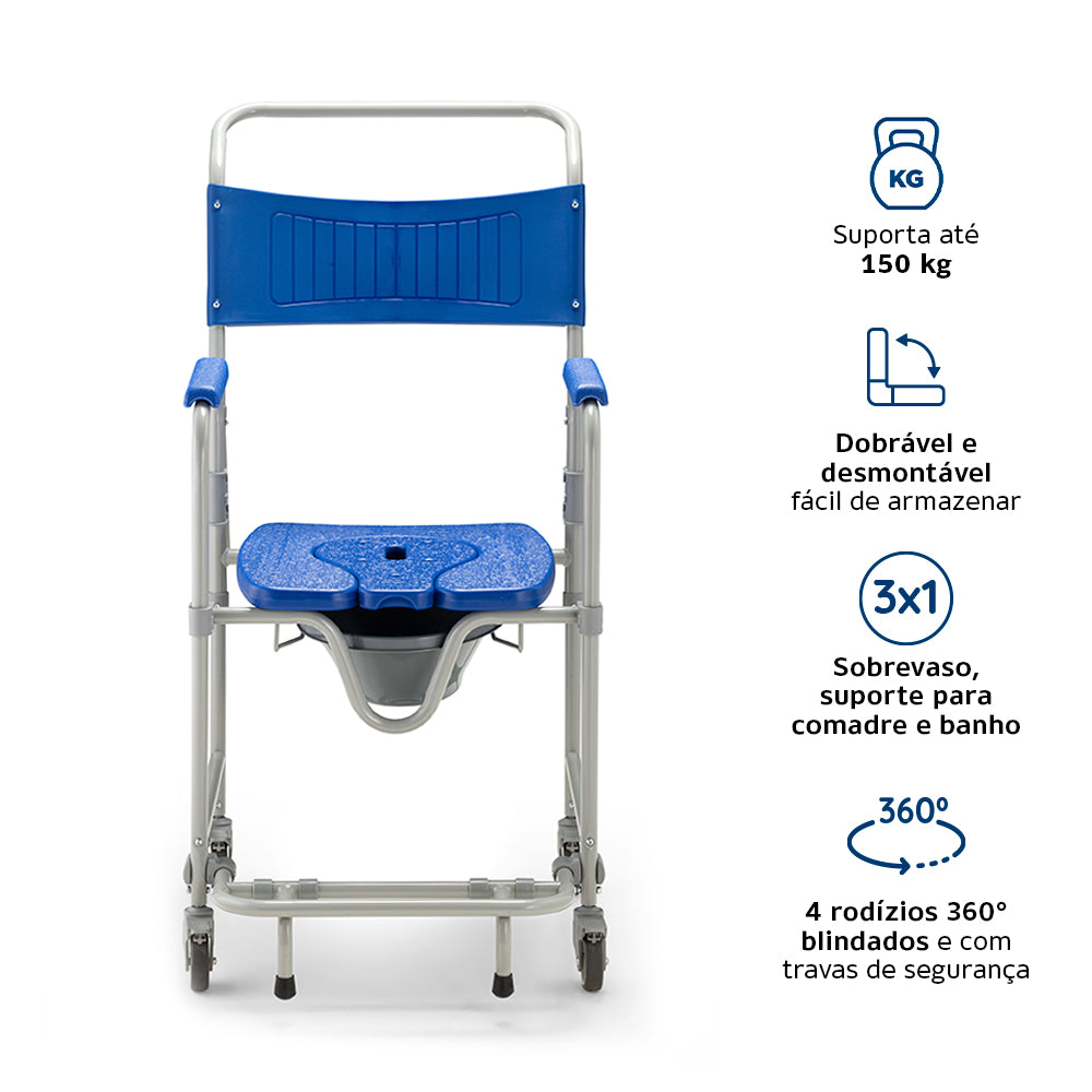 Cadeira de Banho Dobrável Dellamed D45 até 150kg