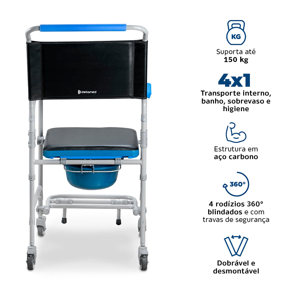 Cadeira de Banho Higiênica Desmontável Dellamed D50 até 150kg