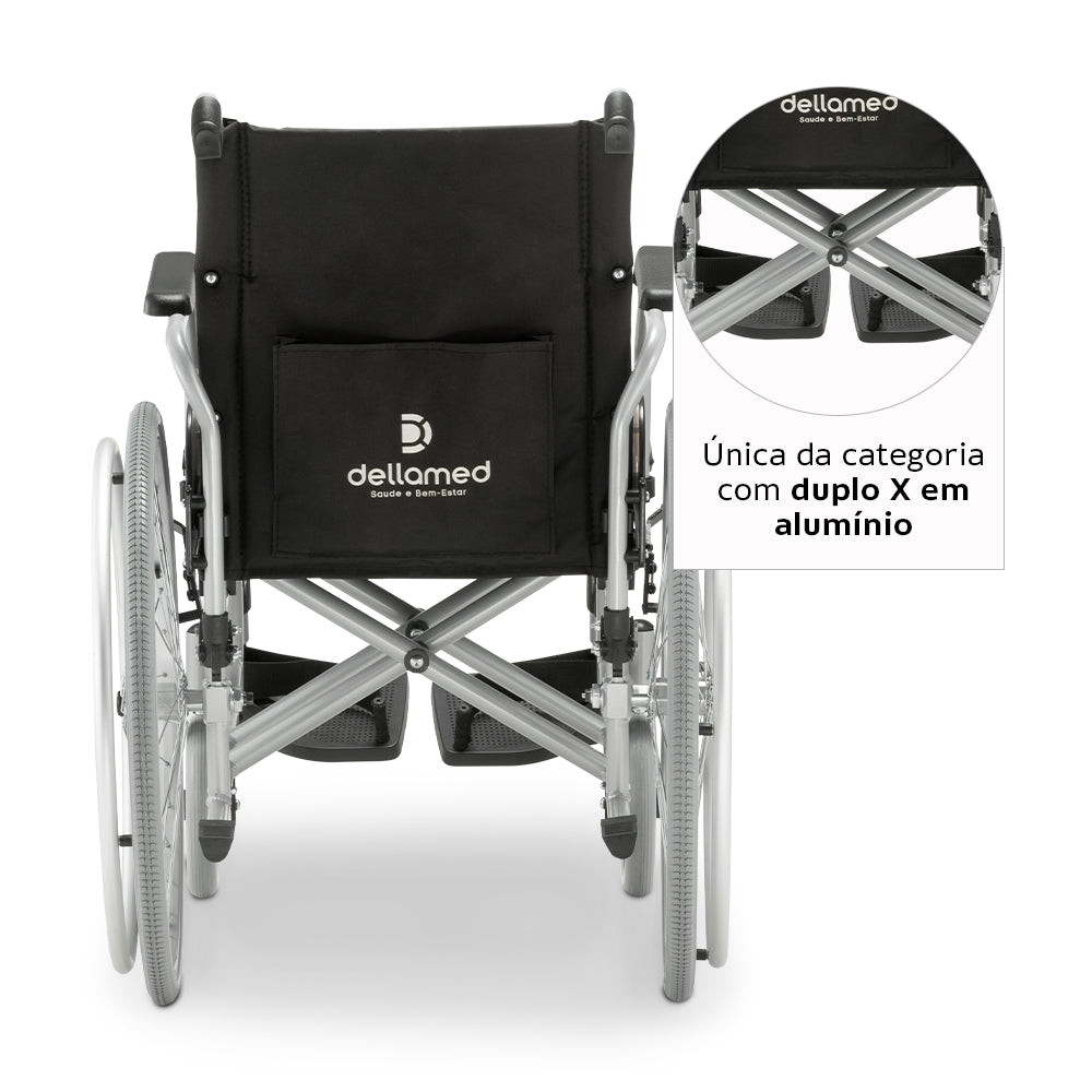 Cadeira de Rodas Dobrável Dellamed D600 Alumínio até 120kg