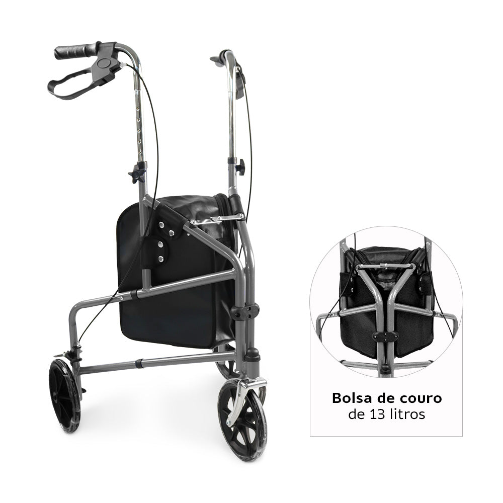 Andador Dobrável 3 Rodas Dellamed D11 até 100kg