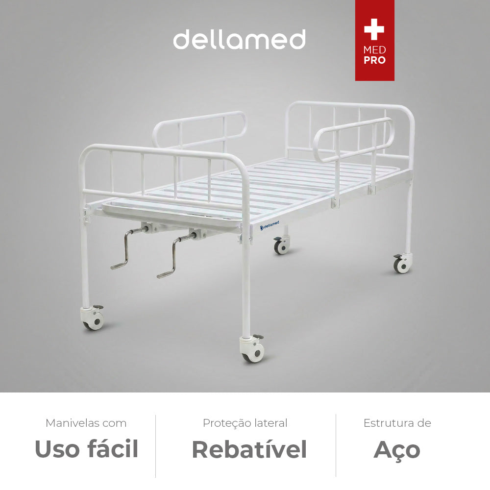 Cama Hospitalar Manual 2 Movimentos Grades em Aço