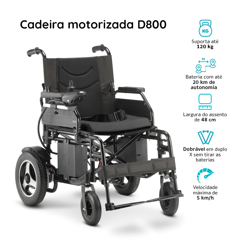 Cadeira de Rodas Motorizada Dobrável Dellamed D800 até 120kg