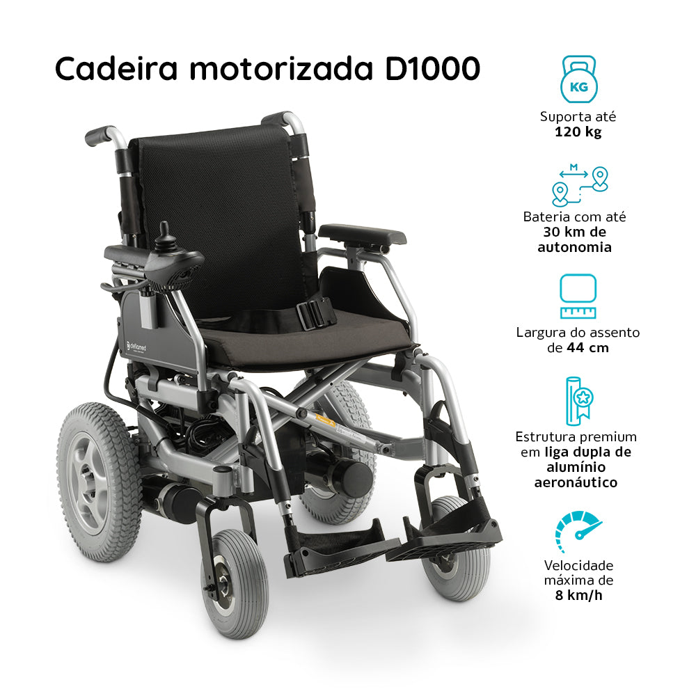 Cadeira de Rodas Motorizada Dellamed D1000 Alumínio até 135kg