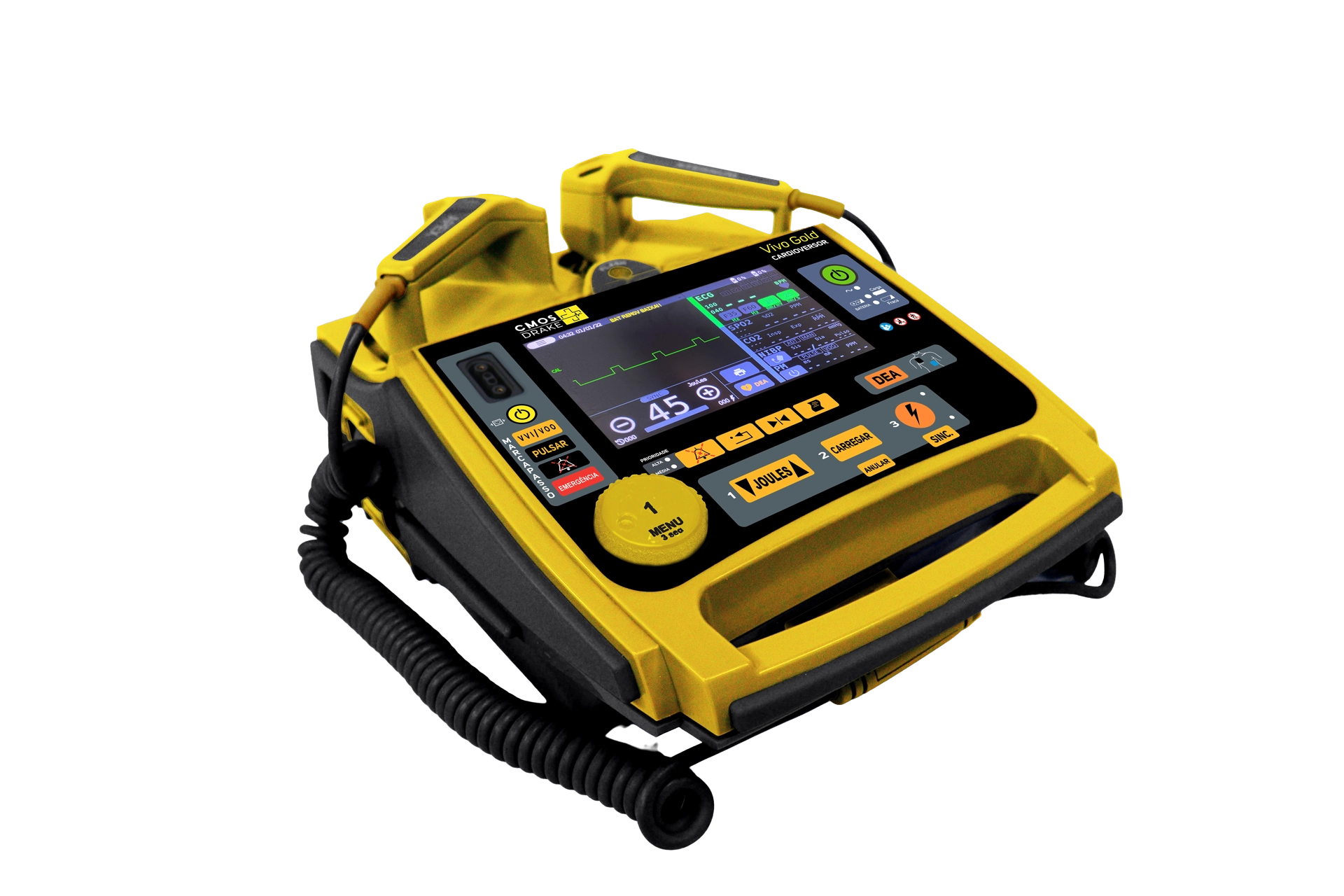Cardioversor Bifásico Vivo Gold 7" Completo