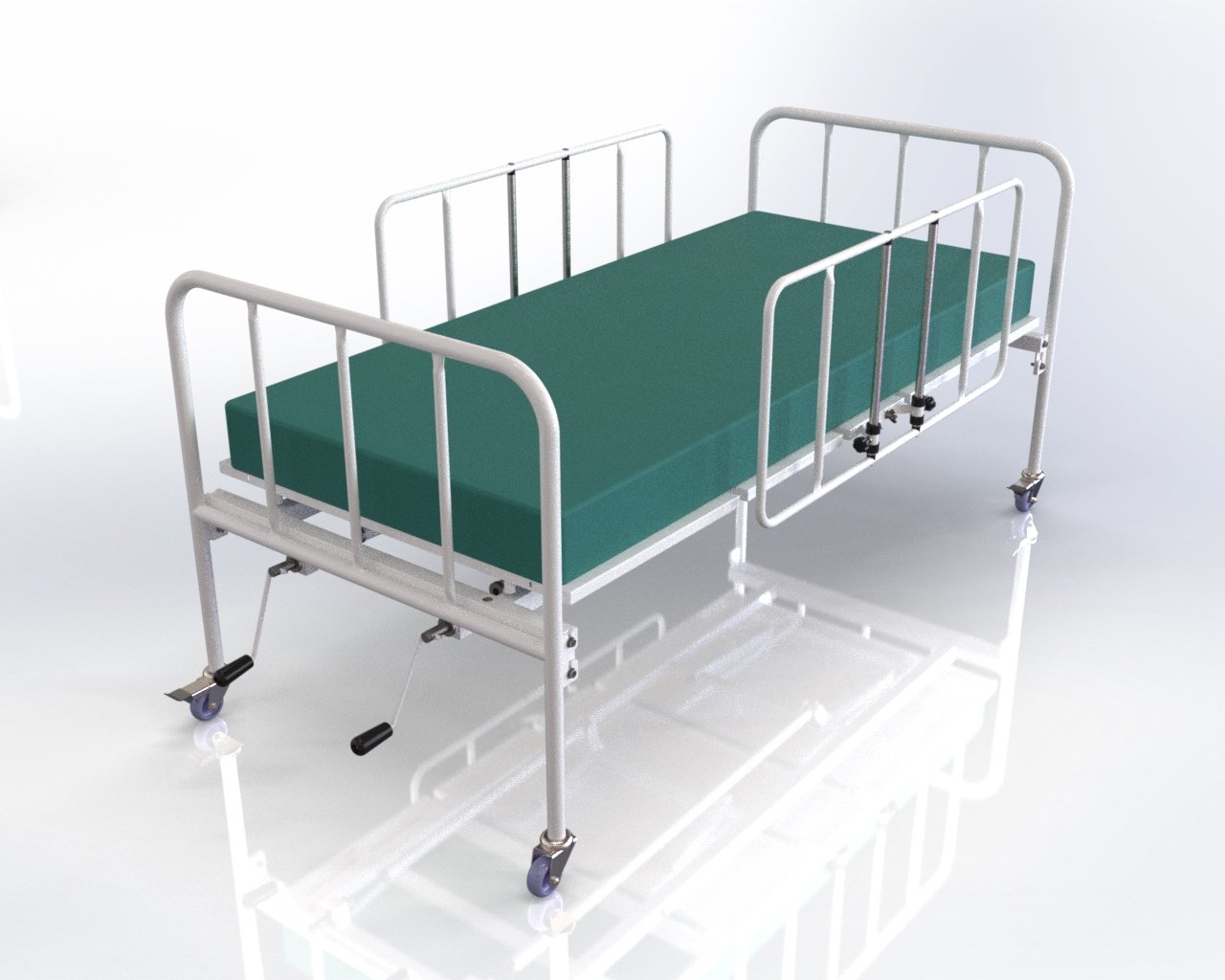 cama-manual-grades-em-aço-movimentos-por-duas-manivelas-até-150kg CAMA HOSPITALAR MANUAL 02 MOVIMENTOS- GRADES EM AÇO - Imagem 1