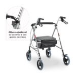 ANDADOR DE ALUMÍNIO DOBRÁVEL 4 RODAS COM ASSENTO - D12 DELLAMED - Imagem 3