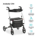 ANDADOR DE ALUMÍNIO COMPACTO 4 RODAS ATÉ 135 KG  - D14 DELLAMED - Imagem 2